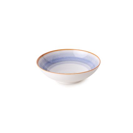 Service de table 24 pièces bleu/orange en porcelaine