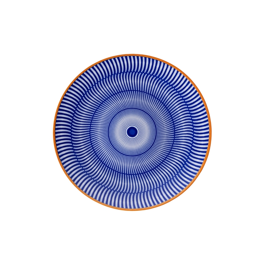 Service de table 24 pièces bleu/orange en porcelaine