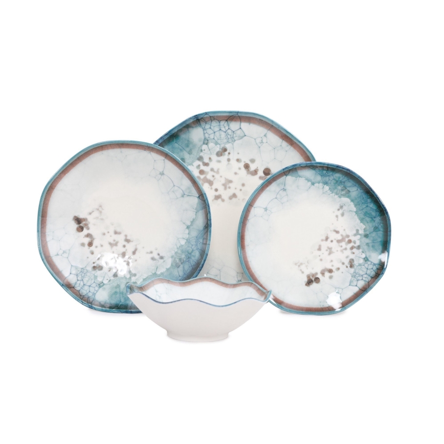 Service de table 24 pièces bleu/porcelaine