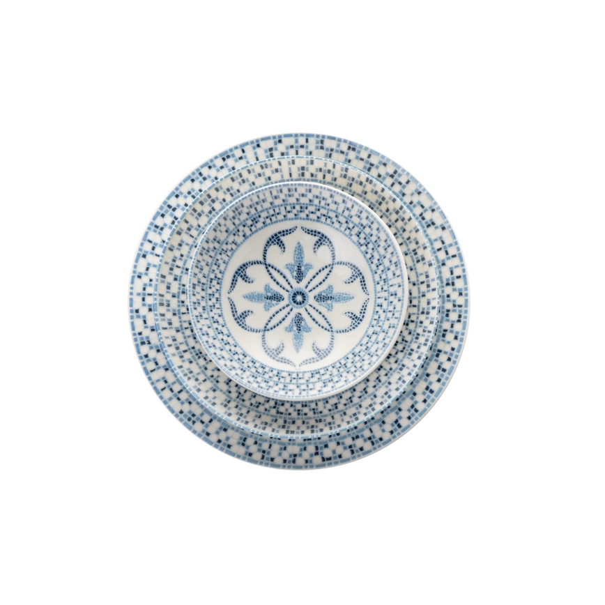 Service de table 24 pièces bleu/porcelaine