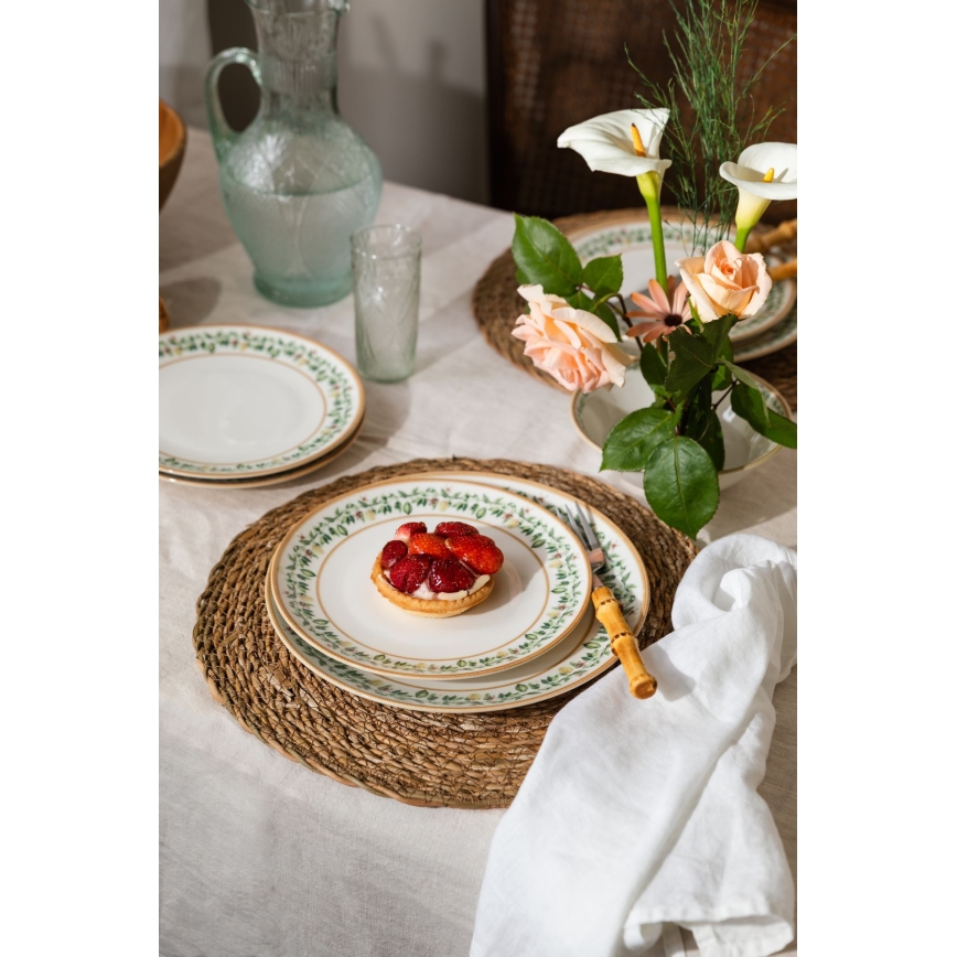 Service de table 24 pièces crème/beige/vert/porcelaine