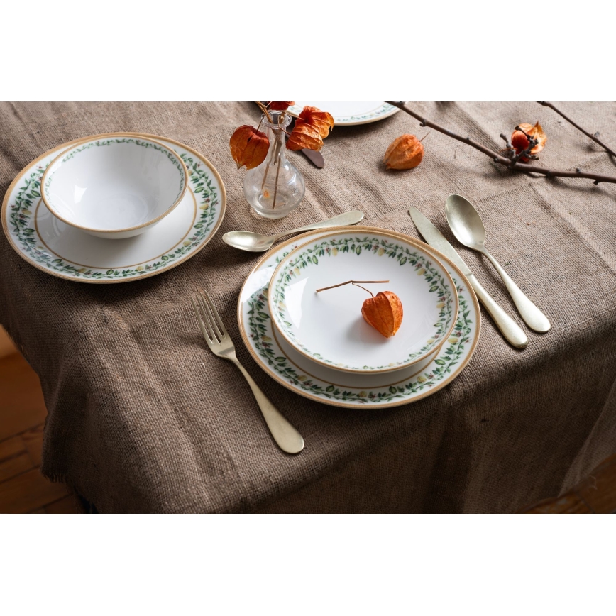 Service de table 24 pièces crème/beige/vert/porcelaine