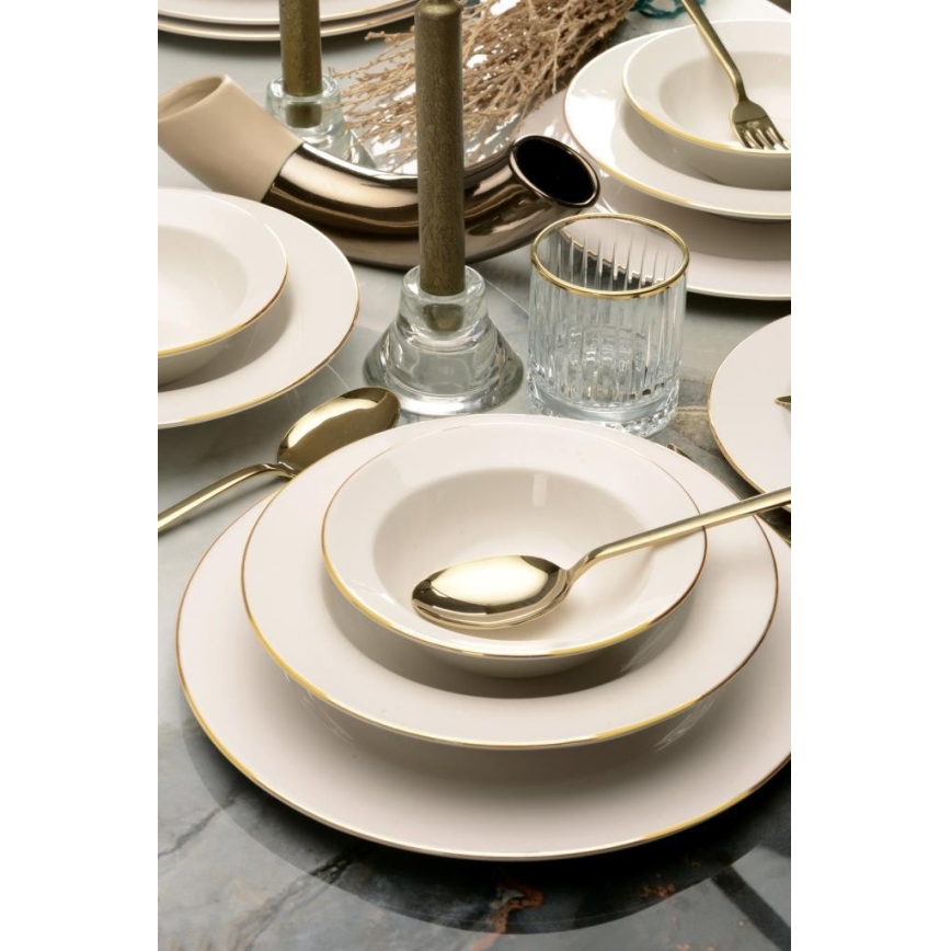 Service de table 24 pièces crème/doré/porcelaine