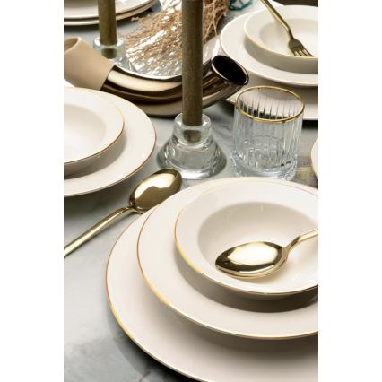 Service de table 24 pièces crème/doré/porcelaine