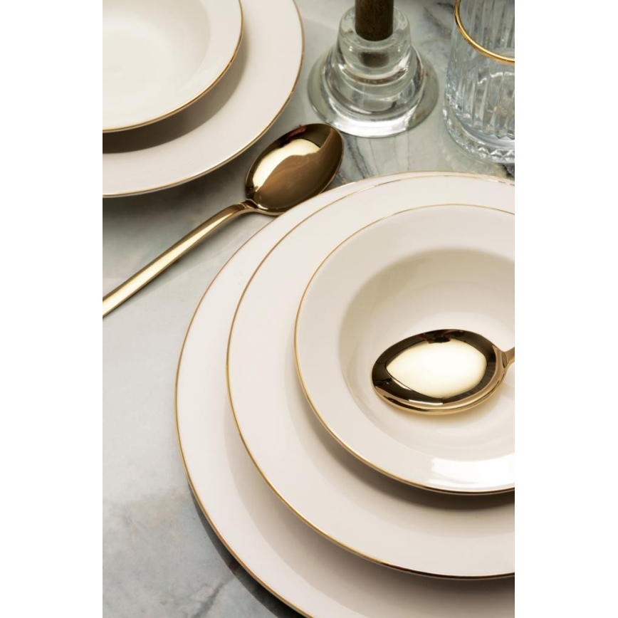 Service de table 24 pièces crème/doré/porcelaine
