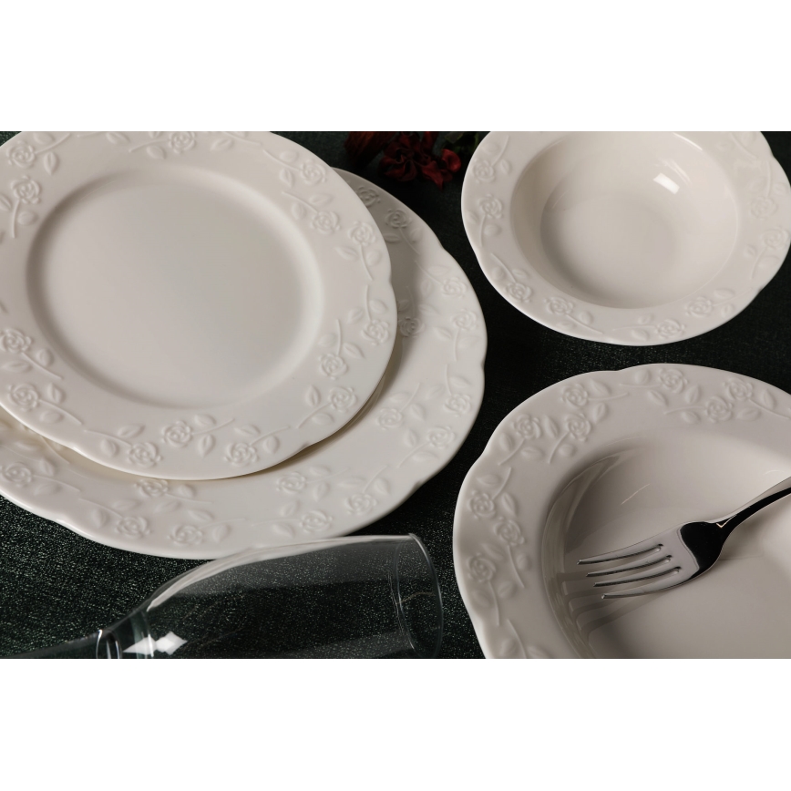 Service de table 24 pièces crème/porcelaine