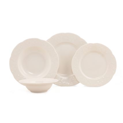 Service de table 24 pièces crème/porcelaine