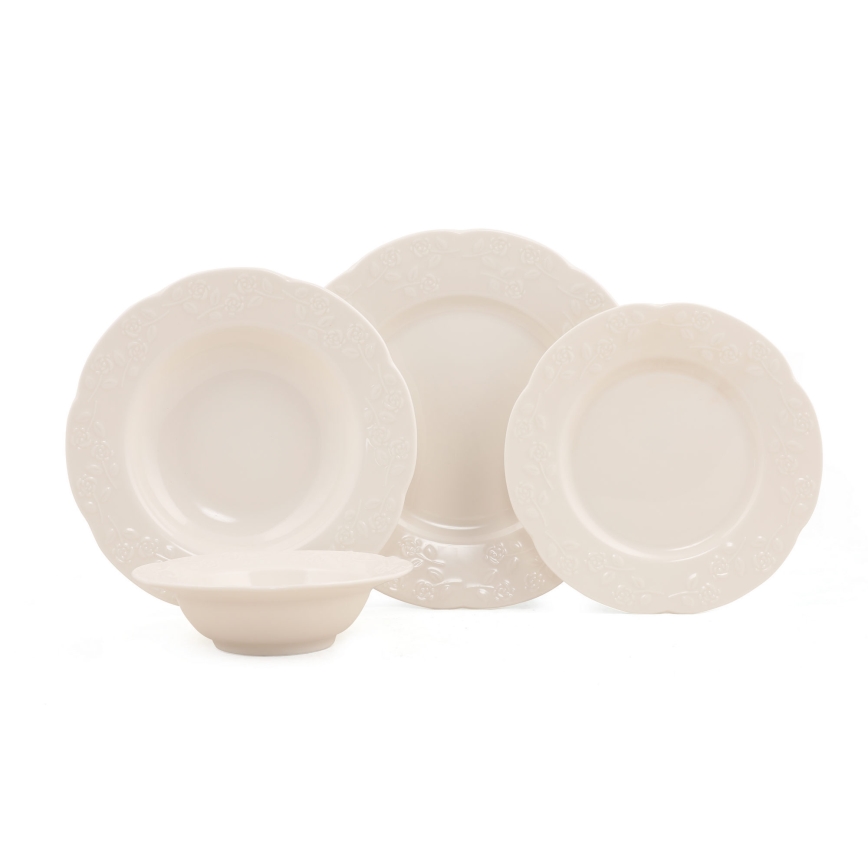 Service de table 24 pièces crème/porcelaine