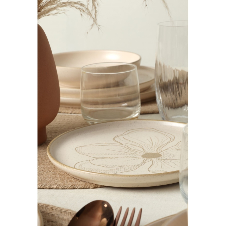 Service de table 24 pièces en céramique, beige