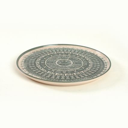 Service de table 24 pièces en grès, beige et vert