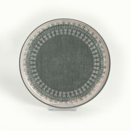 Service de table 24 pièces en grès, beige et vert