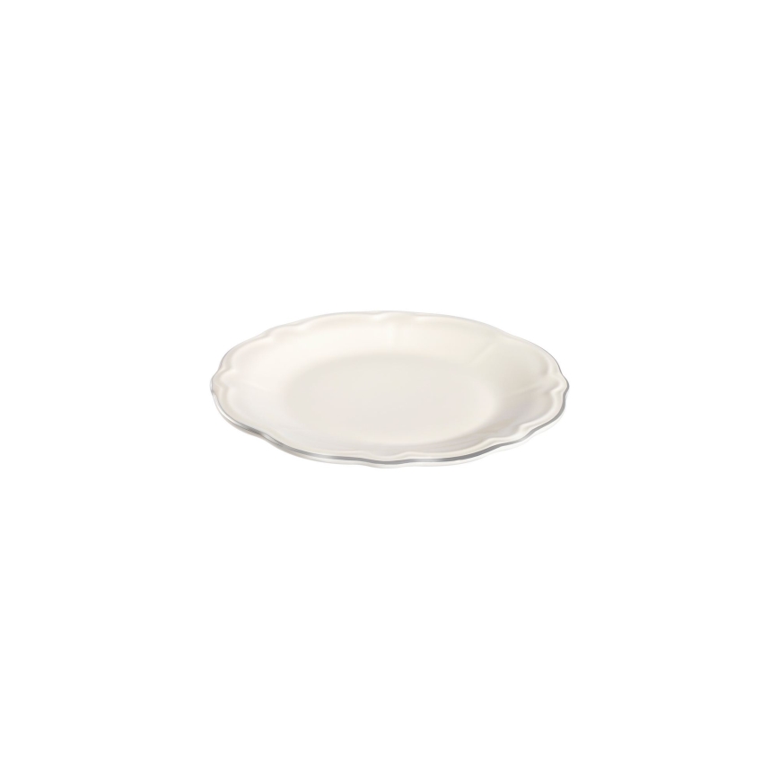 Service de table 24 pièces en porcelaine, blanc/argenté
