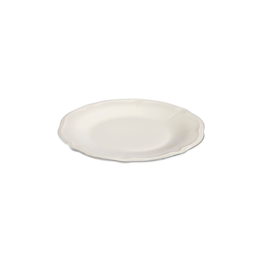 Service de table 24 pièces en porcelaine, blanc/argenté
