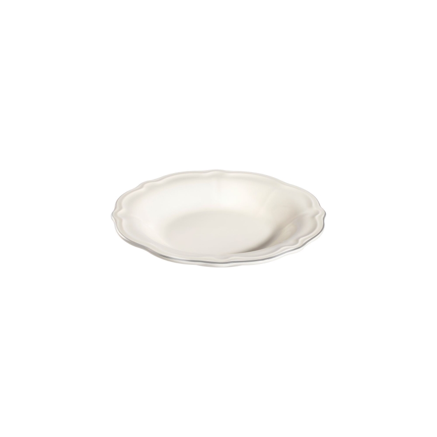 Service de table 24 pièces en porcelaine, blanc/argenté