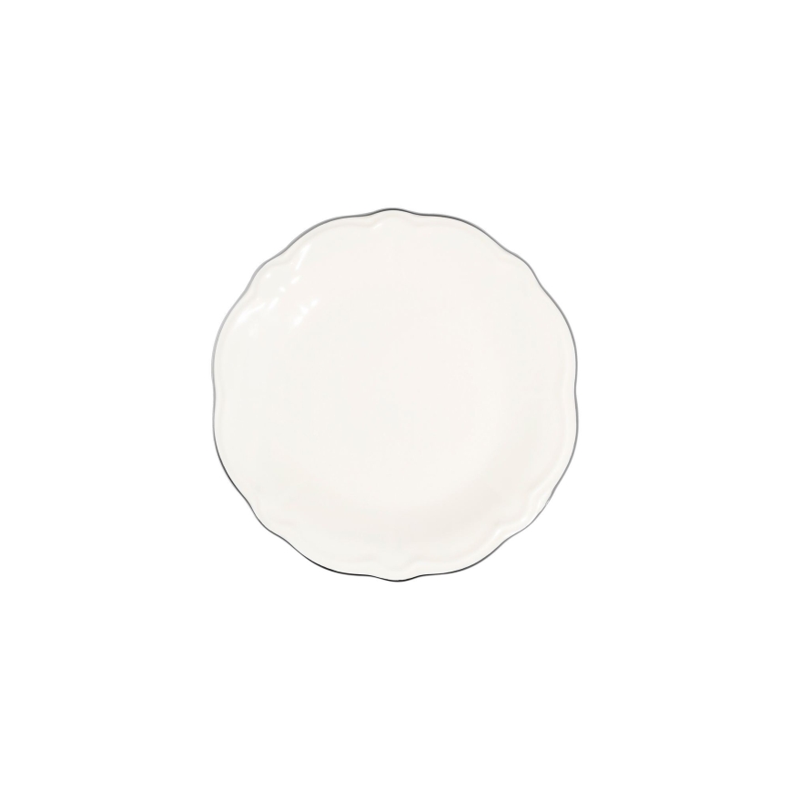 Service de table 24 pièces en porcelaine, blanc/argenté
