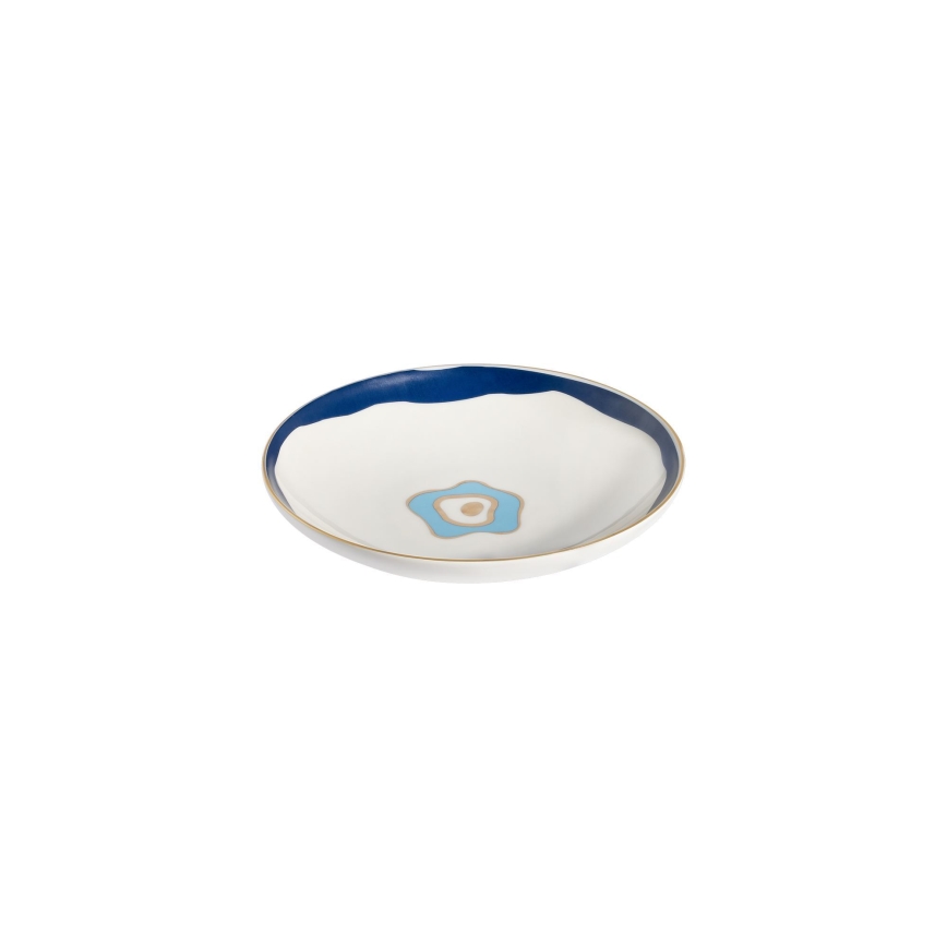 Service de table 24 pièces en porcelaine blanc/bleu/doré