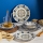 Service de table 24 pièces en porcelaine, blanc/bleu/jaune