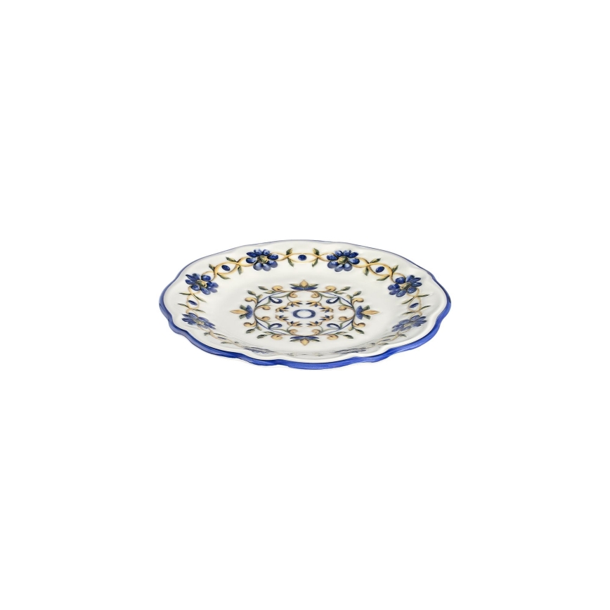 Service de table 24 pièces en porcelaine, blanc/bleu/jaune