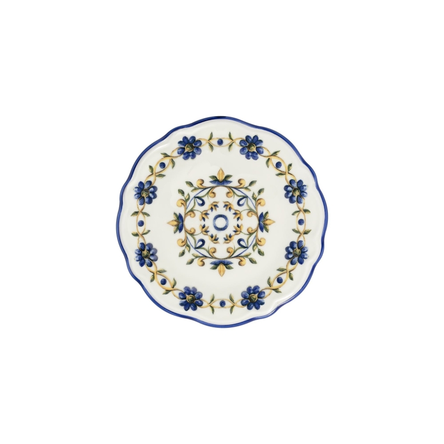 Service de table 24 pièces en porcelaine, blanc/bleu/jaune