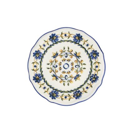 Service de table 24 pièces en porcelaine, blanc/bleu/jaune
