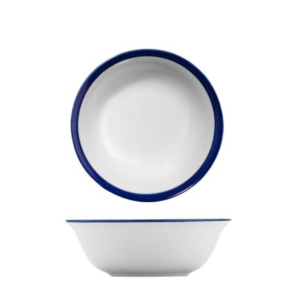 Service de table 24 pièces en porcelaine, blanc et bleu