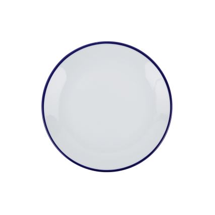 Service de table 24 pièces en porcelaine, blanc et bleu