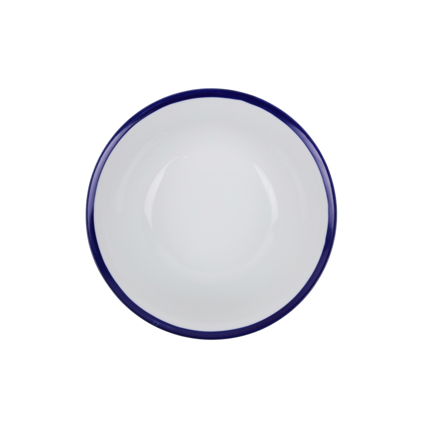Service de table 24 pièces en porcelaine, blanc et bleu