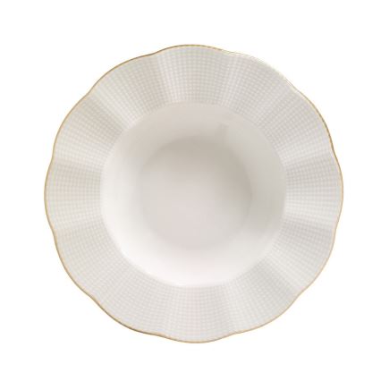 Service de table 24 pièces en porcelaine, blanc et doré