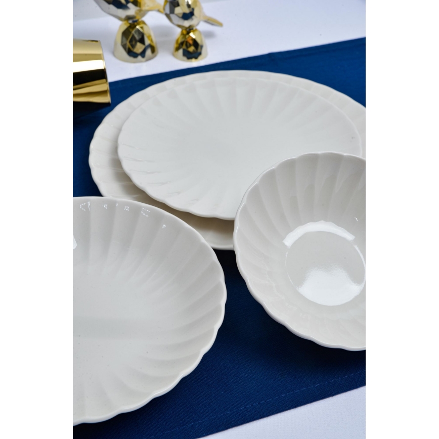 Service de table 24 pièces en porcelaine, blanc