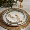 Service de table 24 pièces en porcelaine, blanc/marron