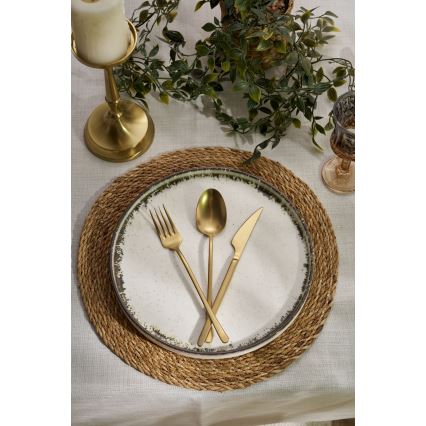 Service de table 24 pièces en porcelaine, blanc/marron