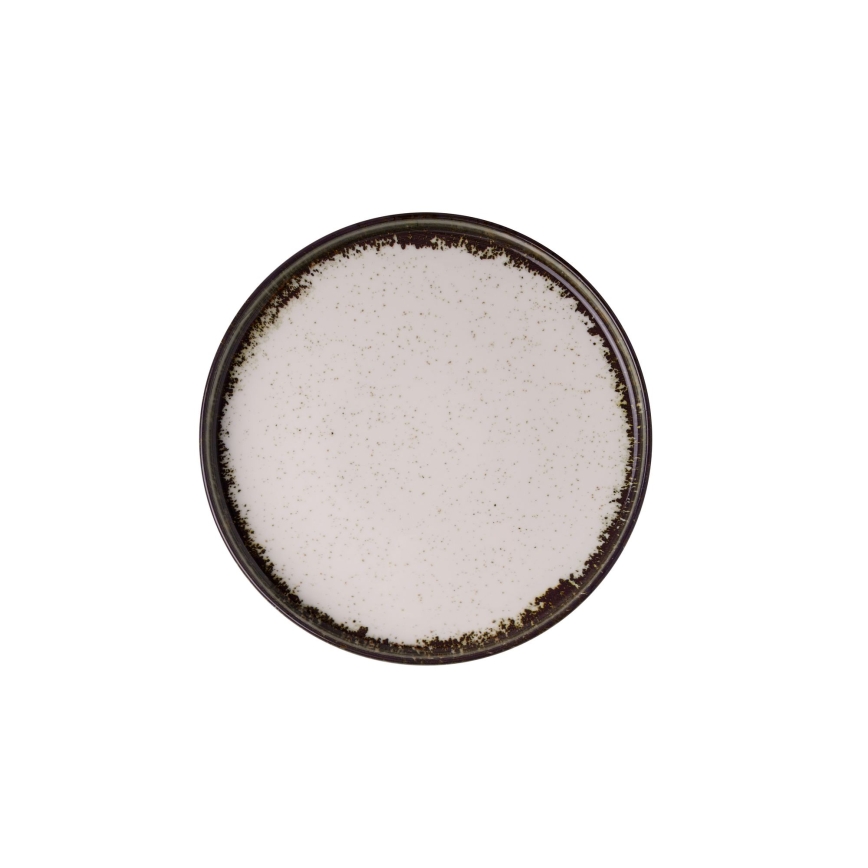 Service de table 24 pièces en porcelaine, blanc/marron