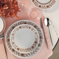 Service de table 24 pièces en porcelaine, blanc/marron