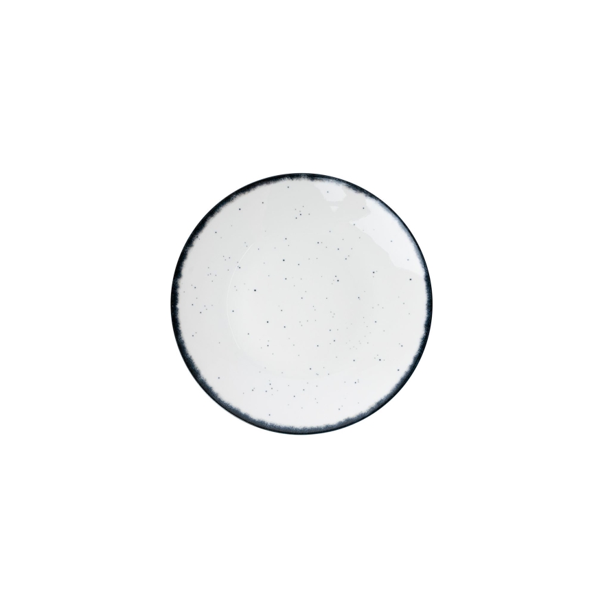 Service de table 24 pièces en porcelaine, blanc/noir