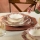 Service de table 24 pièces en porcelaine, blanc/rose