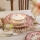 Service de table 24 pièces en porcelaine, blanc/rose