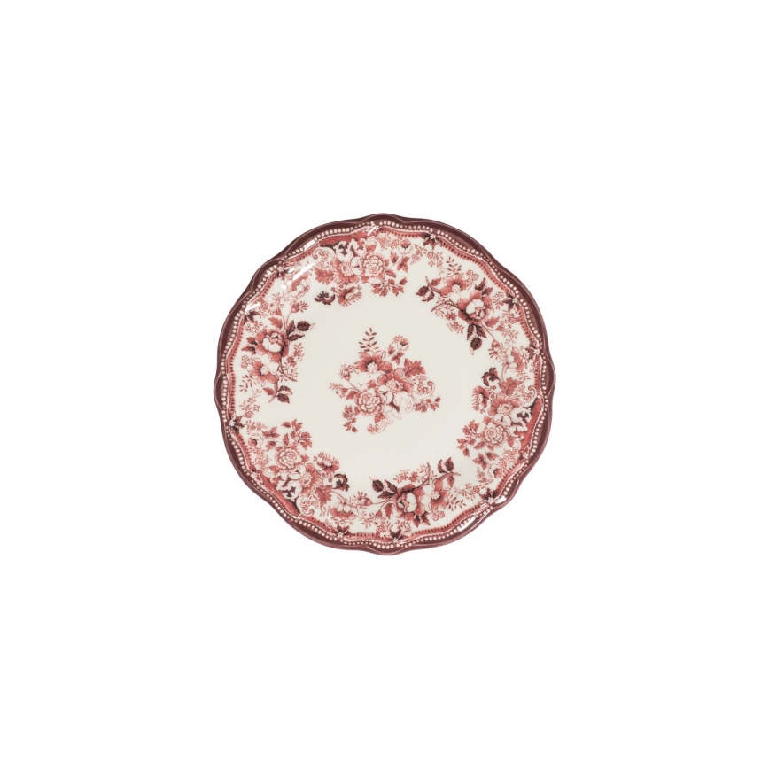 Service de table 24 pièces en porcelaine, blanc/rose
