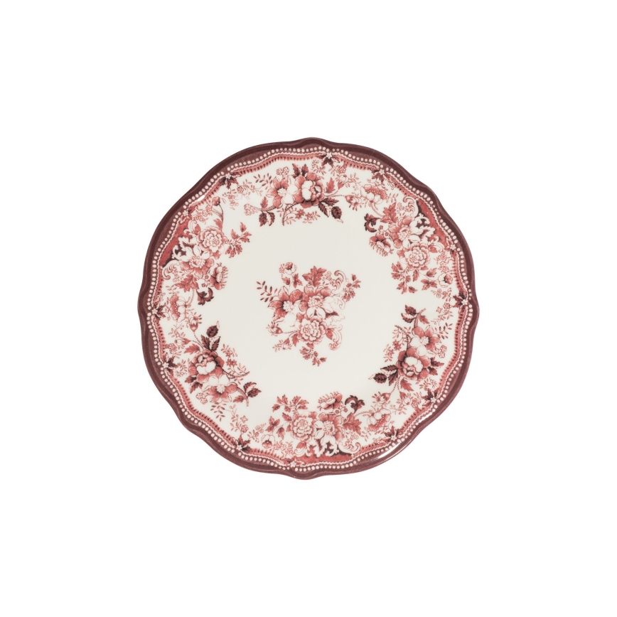Service de table 24 pièces en porcelaine, blanc/rose