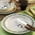 Service de table 24 pièces en porcelaine, blanc/vert