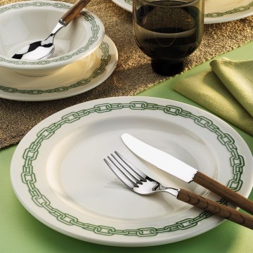 Service de table 24 pièces en porcelaine, blanc/vert