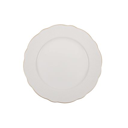 Service de table 24 pièces en porcelaine blanche avec finitions dorées