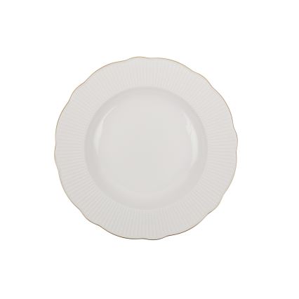 Service de table 24 pièces en porcelaine blanche avec finitions dorées