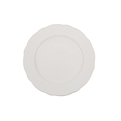Service de table 24 pièces en porcelaine blanche avec finitions dorées