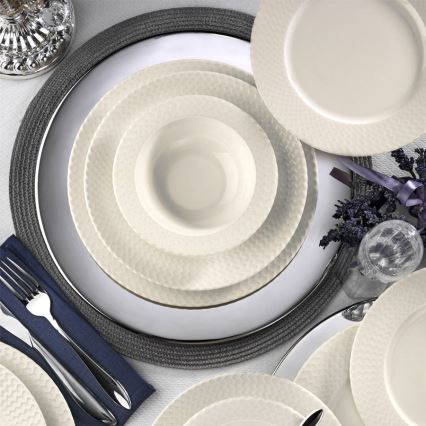 Service de table 24 pièces en porcelaine blanche