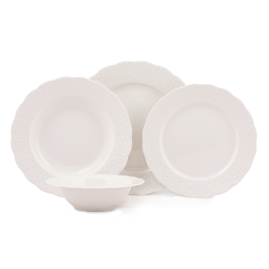 Service de table 24 pièces en porcelaine blanche