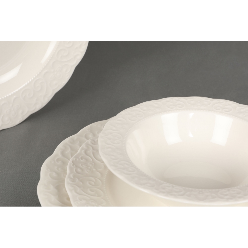 Service de table 24 pièces en porcelaine blanche