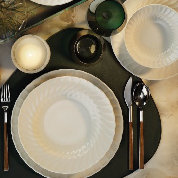 Service de table 24 pièces en porcelaine blanche