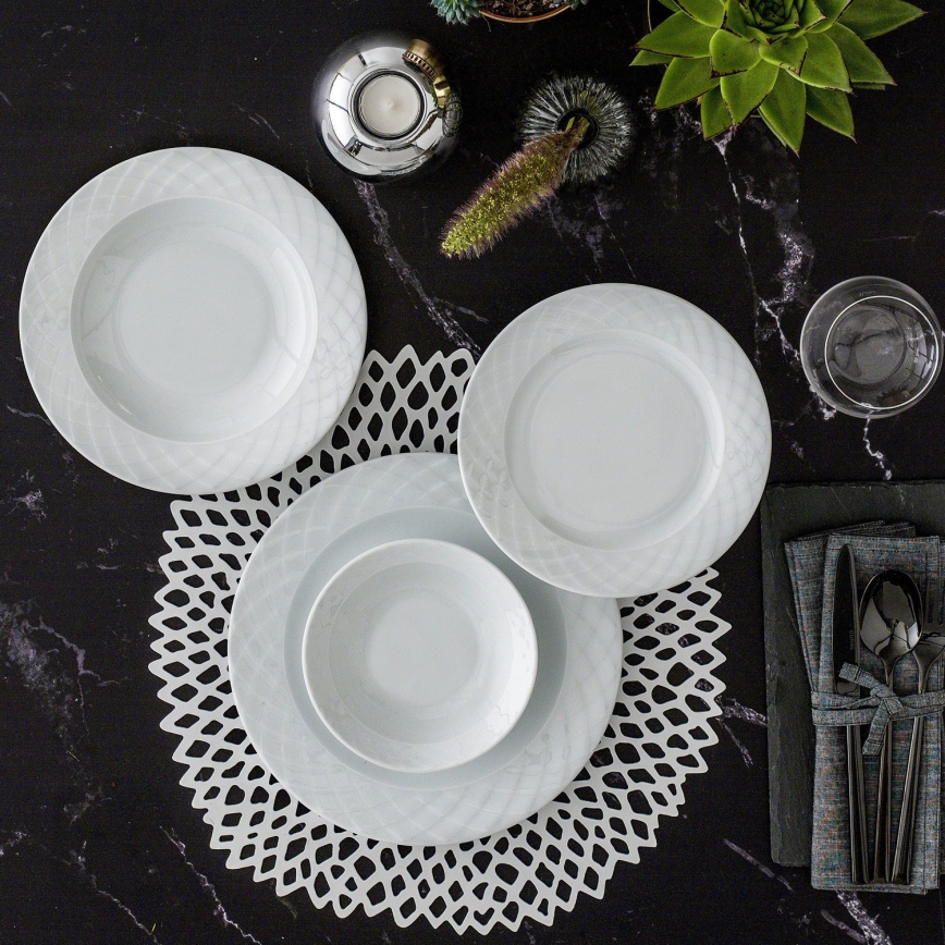 Service de table 24 pièces en porcelaine blanche