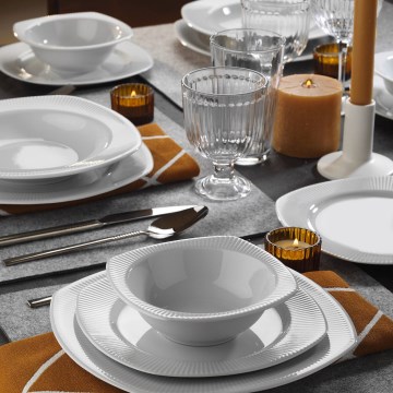 Service de table 24 pièces en porcelaine blanche