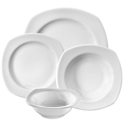 Service de table 24 pièces en porcelaine blanche